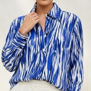 PROENZA SCHOULER Painterly Marocaine Brushstroke Viscose Blouse